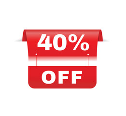 40 percent off - Banner label vector design announcement. flat design symbol.