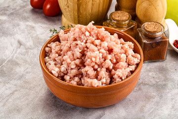 Homemade Raw pork minced meat
