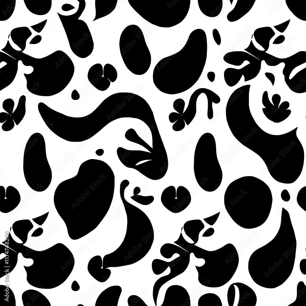 Poster abstract black and white swirls seamless pattern: a bold and stylish abstract seamless pattern featu