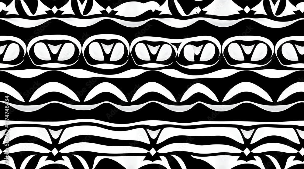 Poster abstract black and white pattern: an intricate and mesmerizing black and white pattern with repeatin