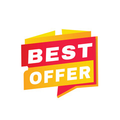 Best offer banner vector badge or tag design announcement template. Promotion marketing design.