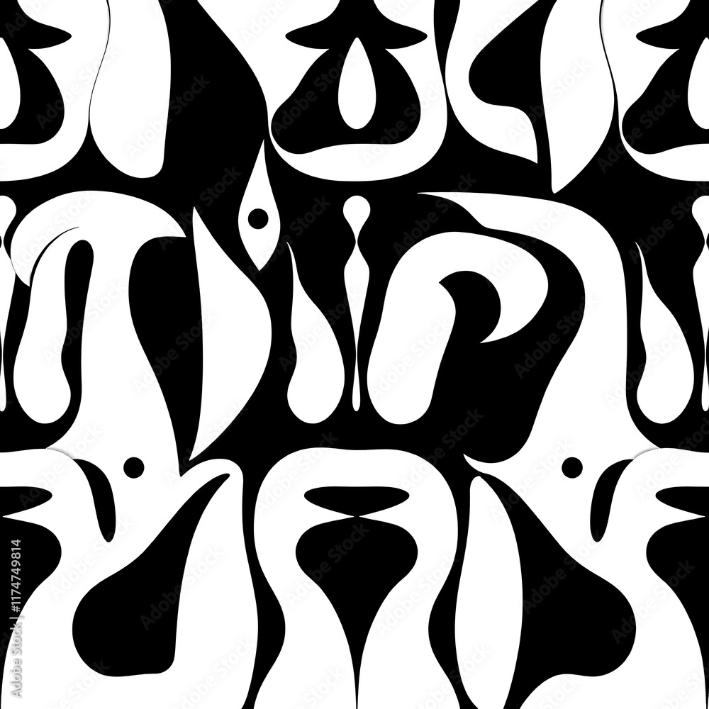 Poster black and white abstract pattern: an intricate and visually captivating seamless pattern featuring b