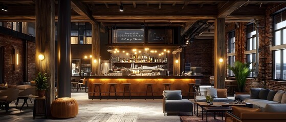 Rustic Interior with Warm Edison Bulb Lighting and Cozy Wooden Furnishings