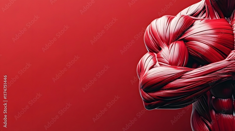 Poster closeup of a richly textured and patterned crimson red fabric with an intricate elegant and ornament