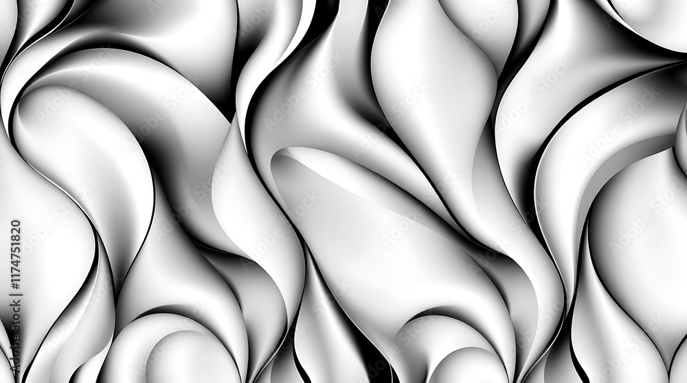 Poster abstract black and white swirling pattern: a mesmerizing abstract pattern with flowing, undulating l
