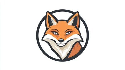 Obraz premium A stylized logo of a fox with a confident expression, suitable for branding.