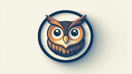 Fototapeta premium A stylized owl illustration featuring large eyes and a circular outline.