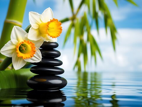 A wellness, health spa, meditation, yoga banner background design with a copy space area