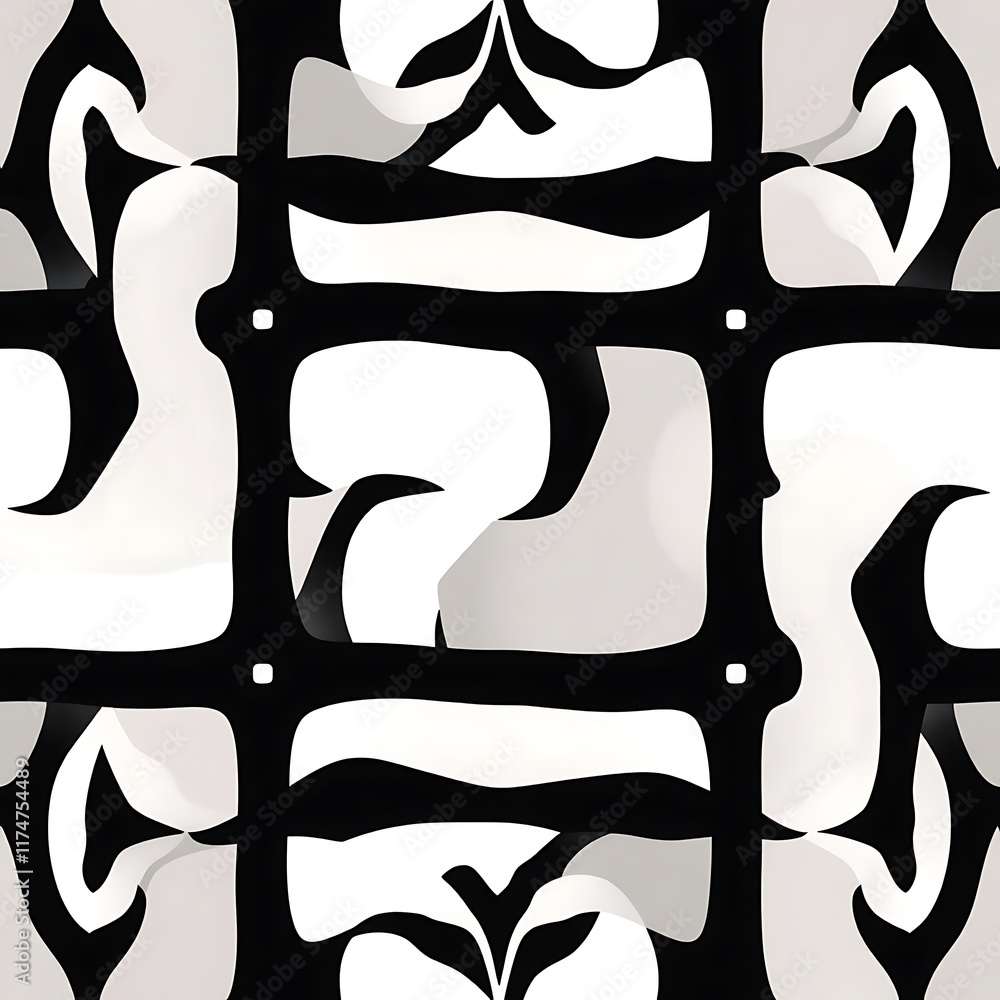 Poster abstract black and white geometric pattern: a captivating monochrome pattern with bold lines and int