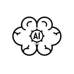 brain icon. brain and artificial intelligence. Brain design and chip in the middle. Education, technology and protection vector design. Line design style