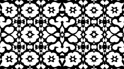 Obraz premium Intricate Black and White Floral Pattern: A mesmerizing abstract design with bold, geometric shapes, perfect for creating a captivating and elegant visual.