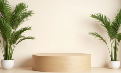 Elegant display featuring potted palms