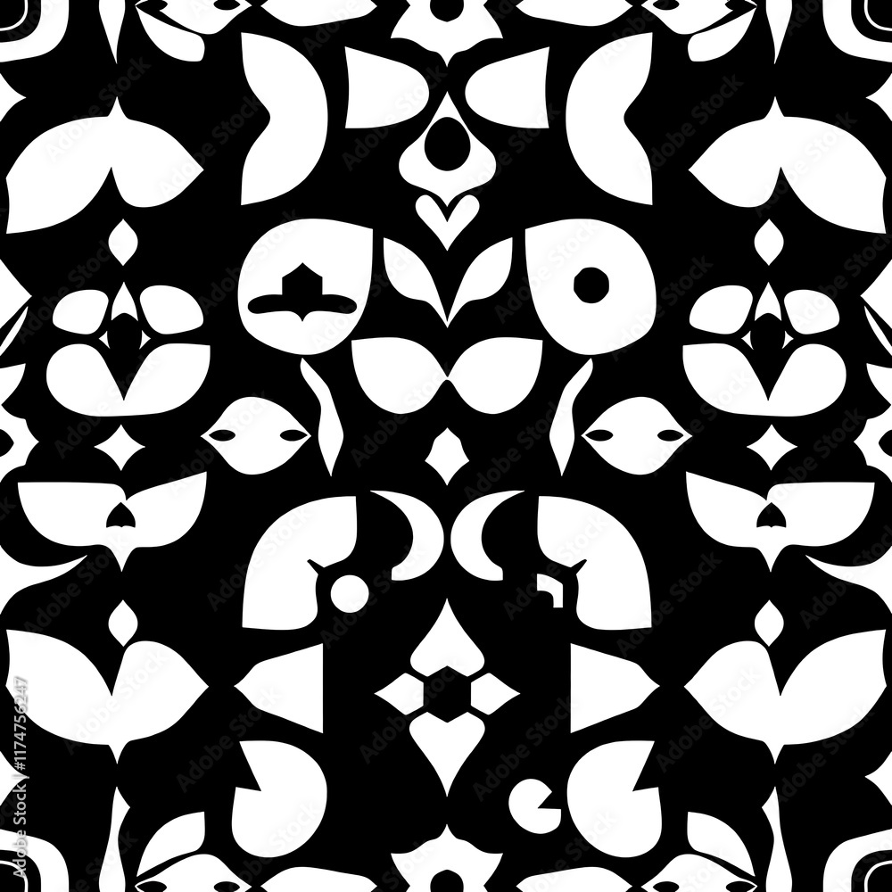 Poster abstract monochrome pattern: elegant seamless pattern design in black and white, featuring a captiva