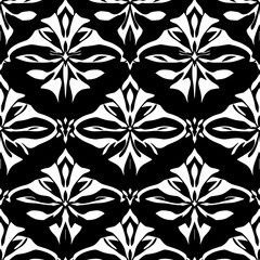 Fototapeta premium Black and White Floral Pattern: A classic and elegant black and white floral pattern, featuring intricate details and a timeless design. Perfect for adding a touch of sophistication to any project.