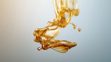 A golden ink swirl floating in clear water under soft lighting