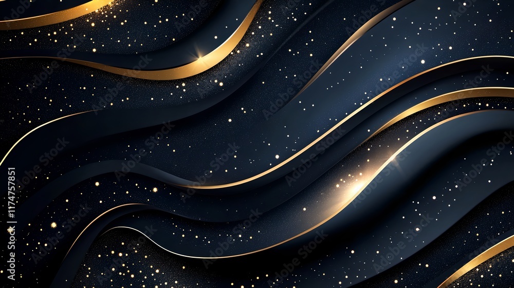 Poster mesmerizing cosmic waves flowing abstract digital art with glowing metallic curves and shapes surrea