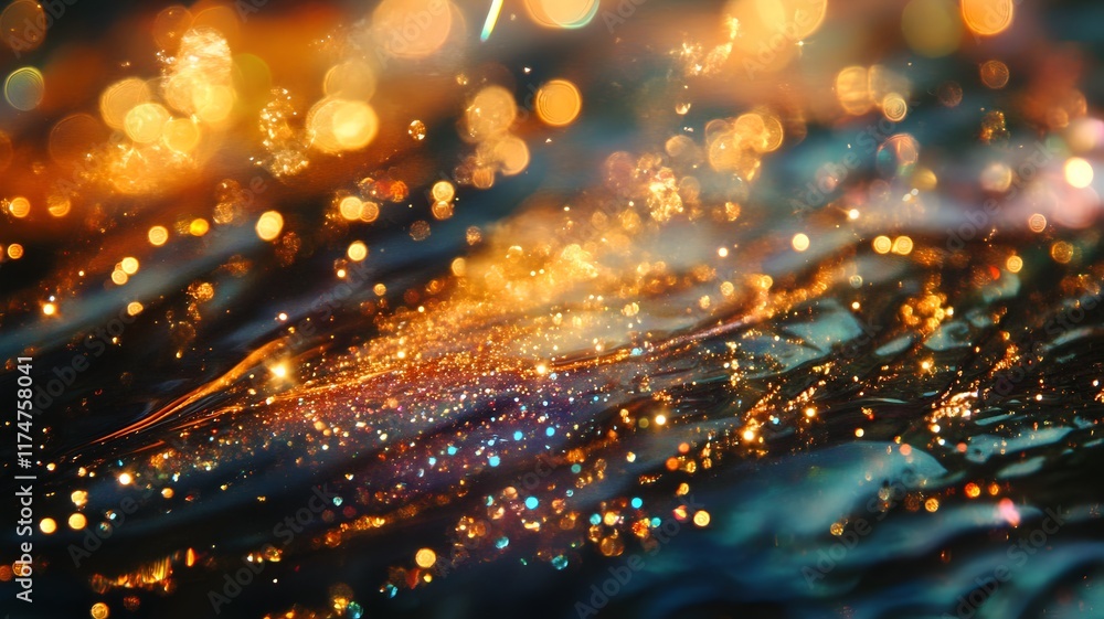 Poster captivating explosion of sparkling glitter and vibrant lights creating a mesmerizing celestial displ