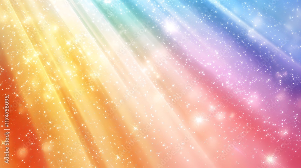 Poster mesmerizing abstract background with ethereal cosmic rays of colorful iridescent light and shimmerin