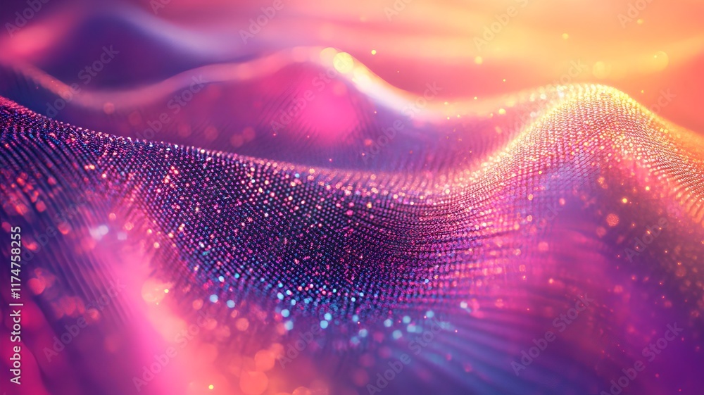 Poster dazzling waves of luminous particles vibrant futuristic digital art background with pulsing neon lig