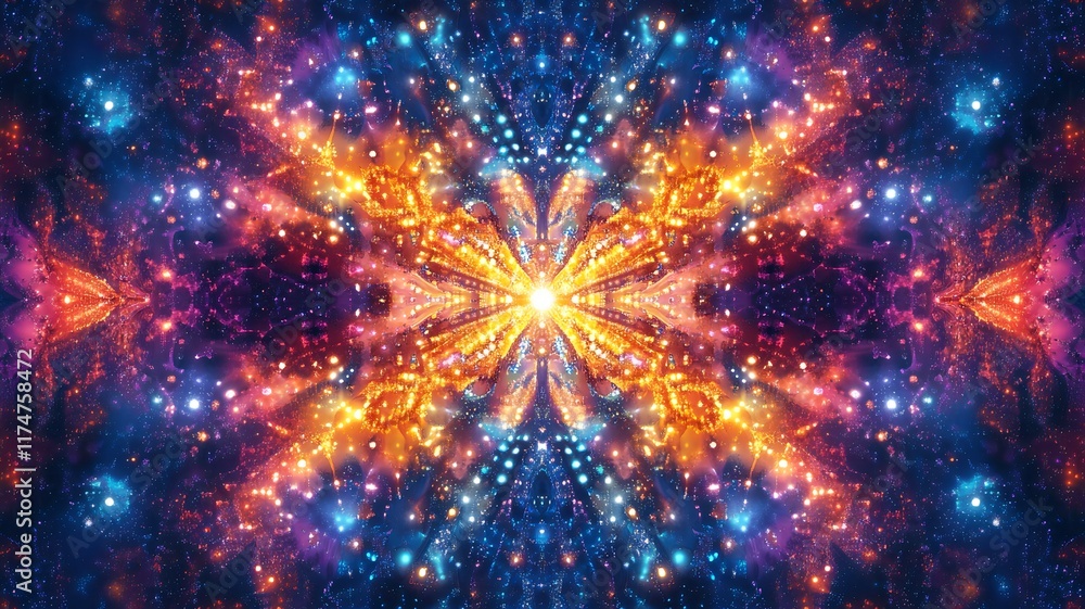 Poster captivating cosmic explosion of energy radiance and infinite brilliance in the universe mesmerizing 