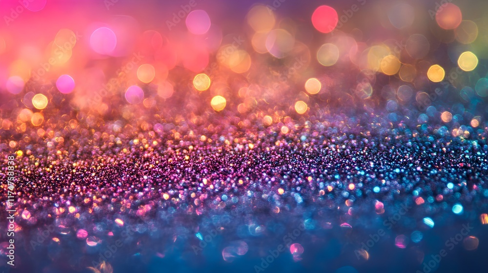 Poster glitter sparkle and shimmering iridescent colors create a vibrant kaleidoscopic background texture t