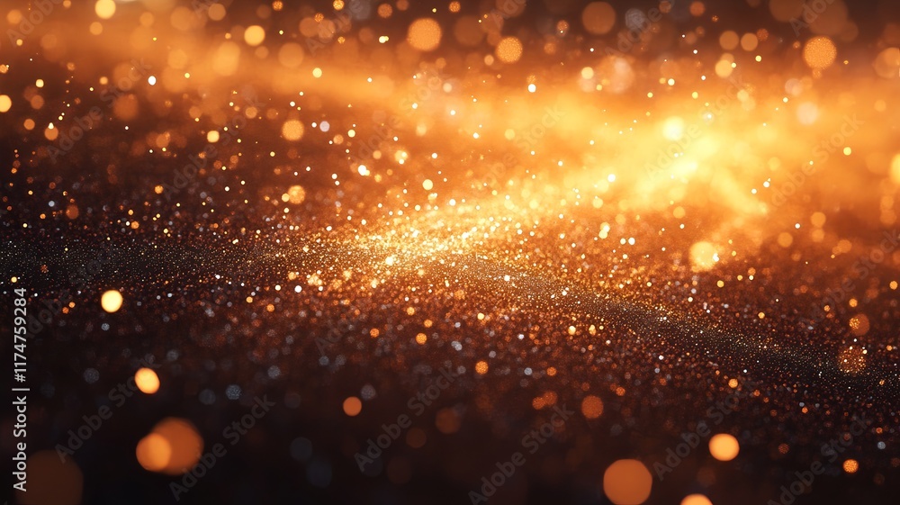 Poster shimmering golden glitter bokeh lights abstract background with a captivating and luminous effect pe