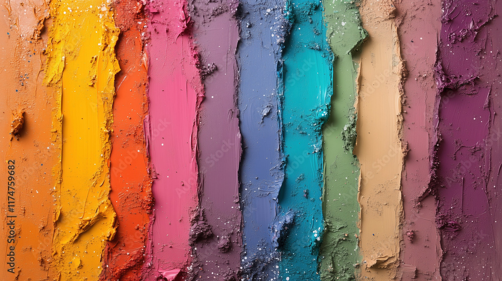 Poster vibrant abstract paint strokes in various colors create textured surface