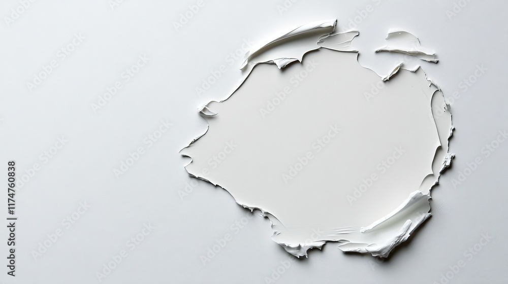 Poster white paint texture: abstract circular frame created with textured white paint, offering a clean and