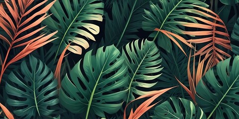 A green leafy plant with brown tips. Flowers. Pattern. Art. Clipart. Background. Illustration.