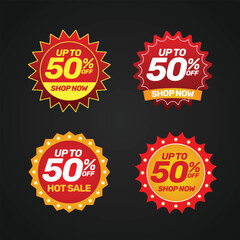 Set of discount offer price label, flash sale promo marketing	
