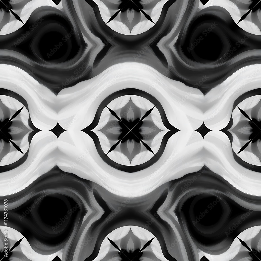Poster abstract monochrome pattern: a captivating monochrome pattern seamlessly repeats, featuring intricat