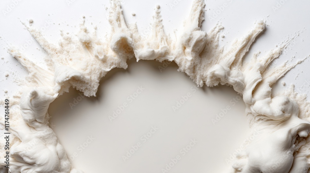 Poster whirlpool of clay: abstract image of creamy white clay swirling into a dynamic circular pattern, cre