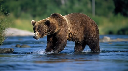 Obraz premium Majestic Brown Bear in a River