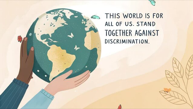 shared world visual the globe in hand , illustration for Zero Discrimination day.