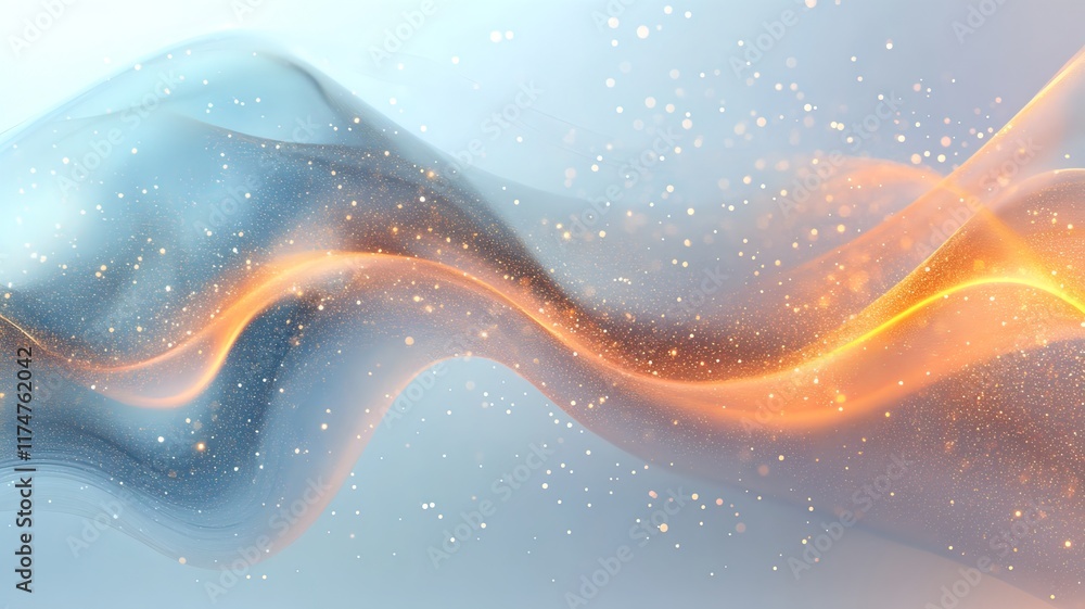 Poster ethereal cosmic swirls of glowing luminous energy and lights in an abstract surreal fantasy landscap
