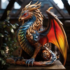Vibrant Full-Body Dragon Render with Octane Lighting
