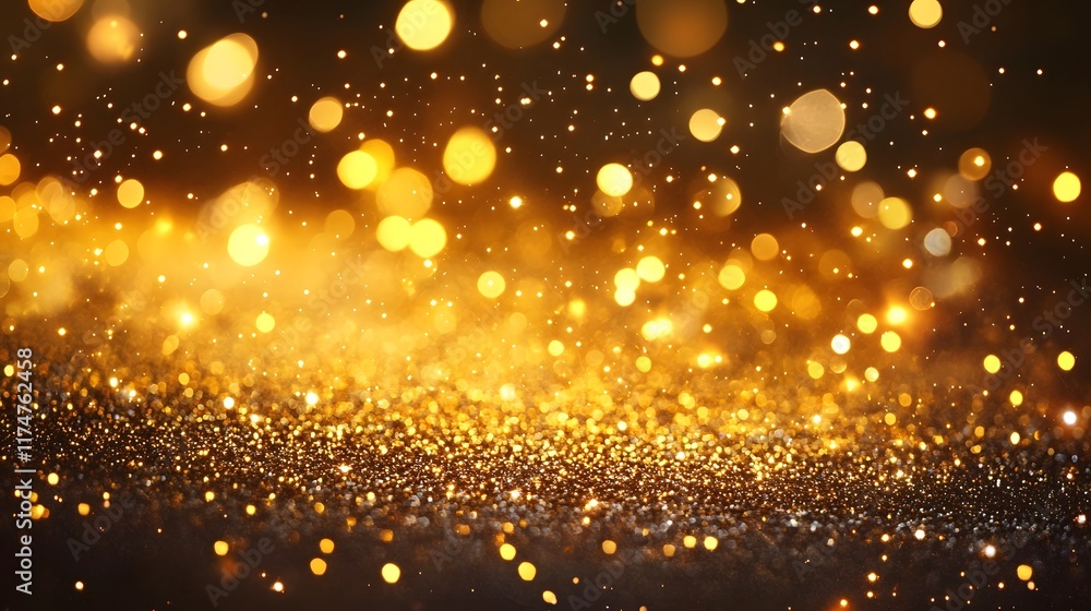 Poster sparkling shimmering and glowing with a dazzling display of golden light this image captures the ess
