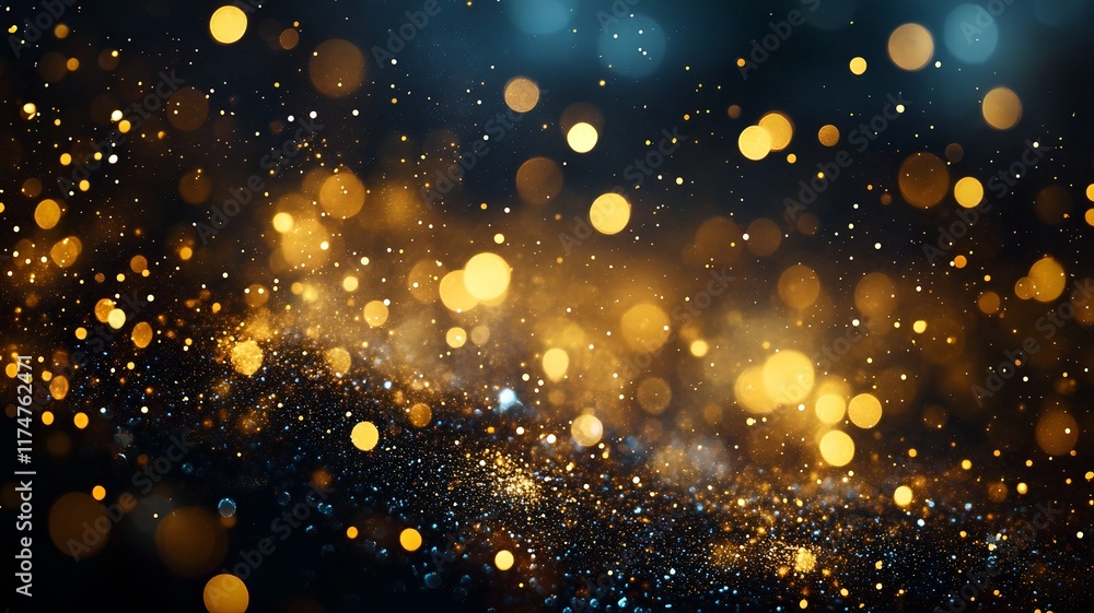 Poster mesmerizing background with captivating bokeh lights in shimmering gold silver and multi colored hue