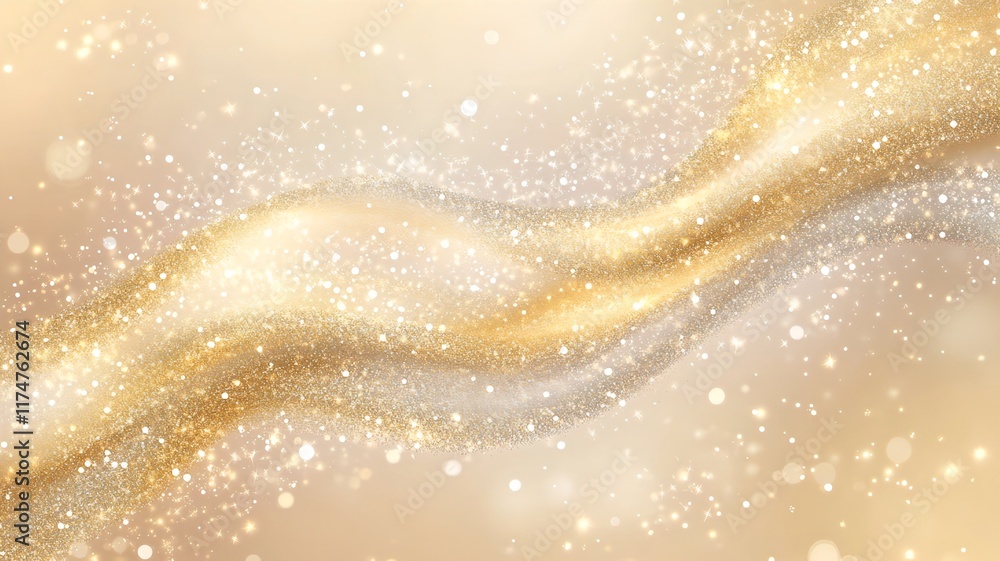 Aufkleber mesmerizing golden waves of light and shimmering glitter create a captivating abstract background th