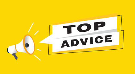 Top advice banner announce flat design graphic element. Poster or marketing sign
