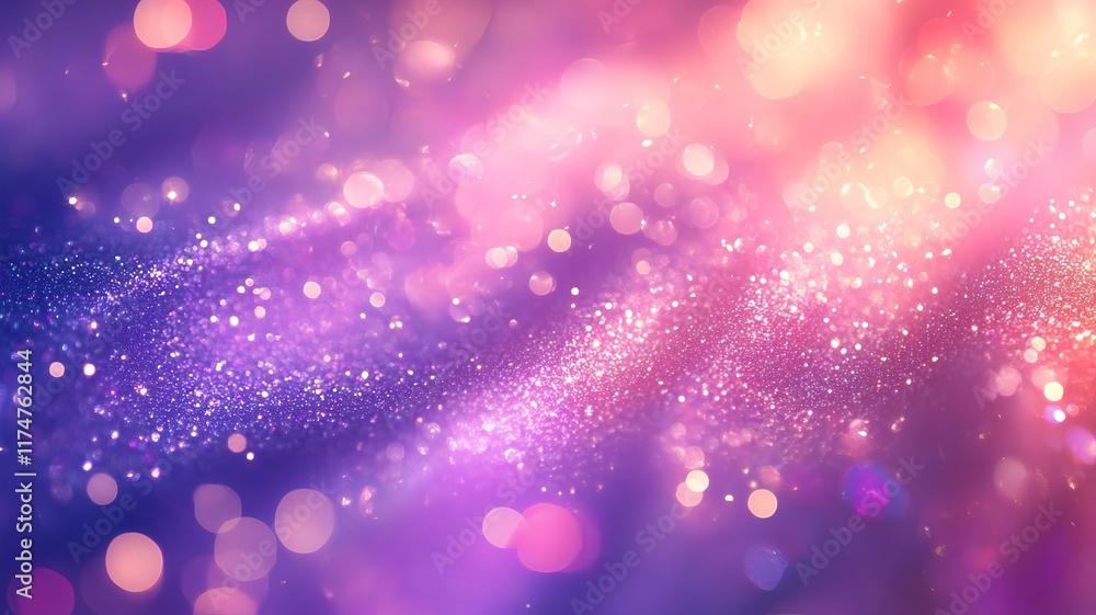 Poster sparkling cosmic radiance shimmering glittering abstract bokeh light and particle motion background 