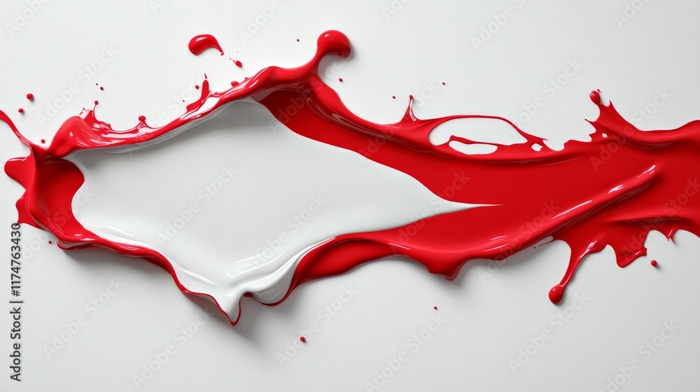 Poster red splash abstract: dynamic red paint splash creating an abstract design with a central white space