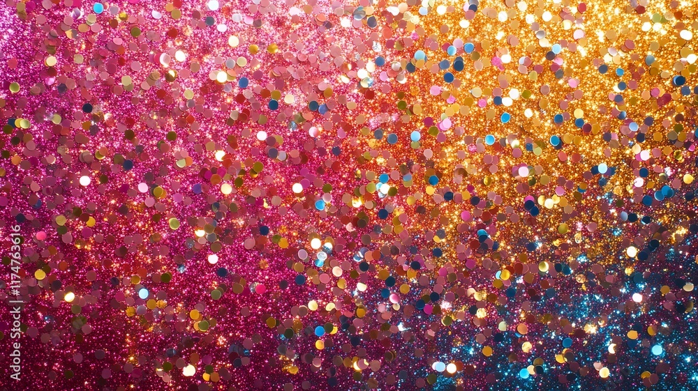 Poster vibrant multicolored sparkling glitter and confetti abstract background for festive and party shimme