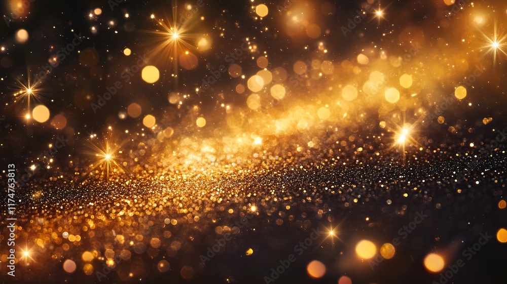Poster shimmering golden glitter and sparkling lights create a mesmerizing cosmic and festive display the i