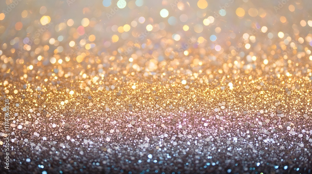 Poster dazzling golden glitter and shimmering sparkles create a luminous iridescent background perfect for 