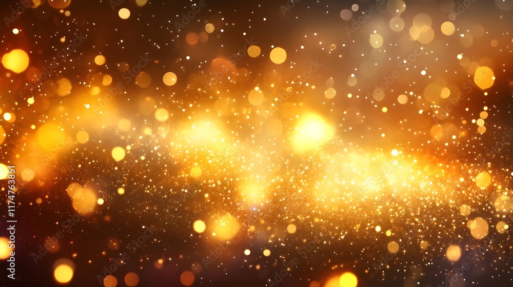 Poster vibrant golden glittering sparks and shines in dynamic abstract background dramatic fiery explosion 