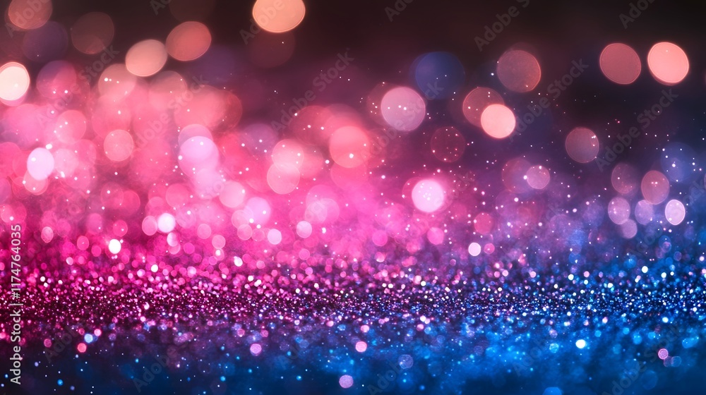 Aufkleber shimmering glittering abstract background with vivid bokeh lights and glowing iridescent particles f
