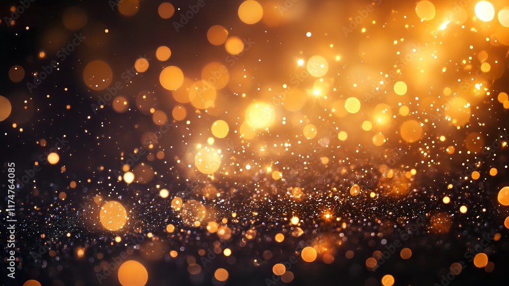 Poster sparkling golden glitter explosion background with shiny radiant and dazzling bokeh effect ideal for