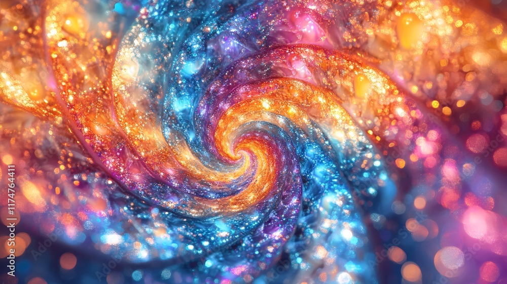 Poster mesmerizing cosmic swirl of vibrant iridescent hues and dynamic energy an abstract surreal and visua