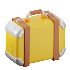 Yellow luggage 3d illustration. travel bag icon.